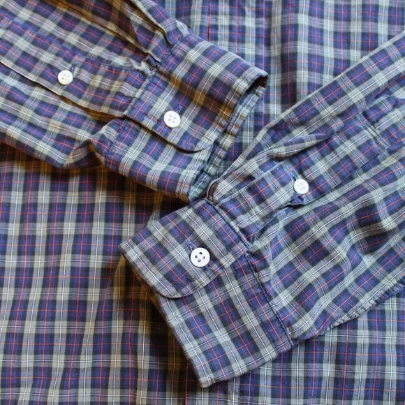 Vintage Ralph Lauren Button Down Shirt Mens XL Blue Green Plaid Flannel Cotton - Picture 4 of 5